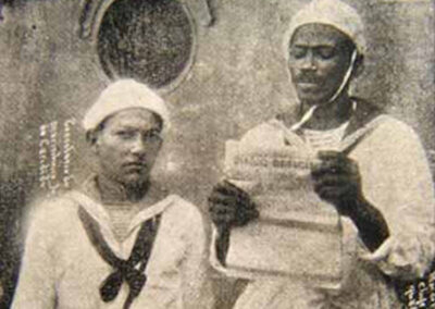 João Cândido lê o decreto da Anistia no episódio conhecido como "Revolta da Chibata", em 1910.