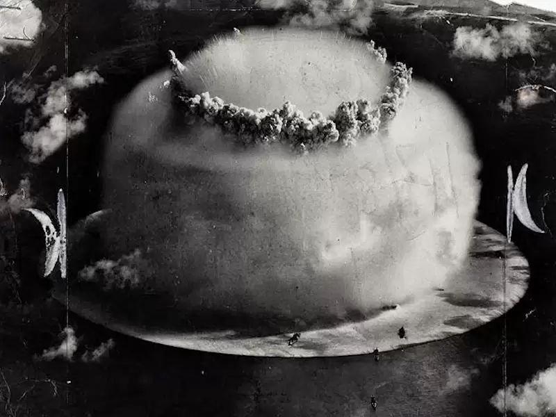 Teste nuclear: bomba atômica detonada mp atol de Bikini, 1946. Foto: University of Texas at Austin Collection. ID: NYJA0002.